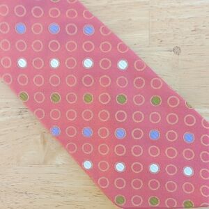 Ike Behar Salmon Pink Tie with Colorful Polka Dots